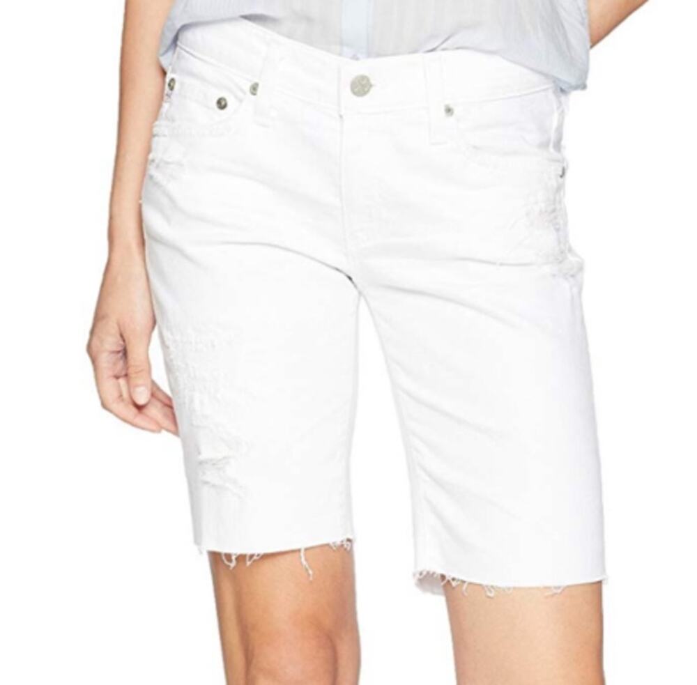 AG Nikki Short White Distressed Denim Women 32 NWOT